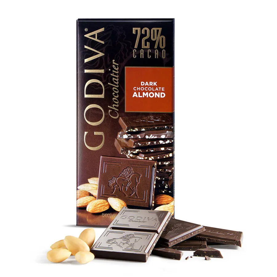 Godiva 100g Tablet Dark Chocolate 72% Almond