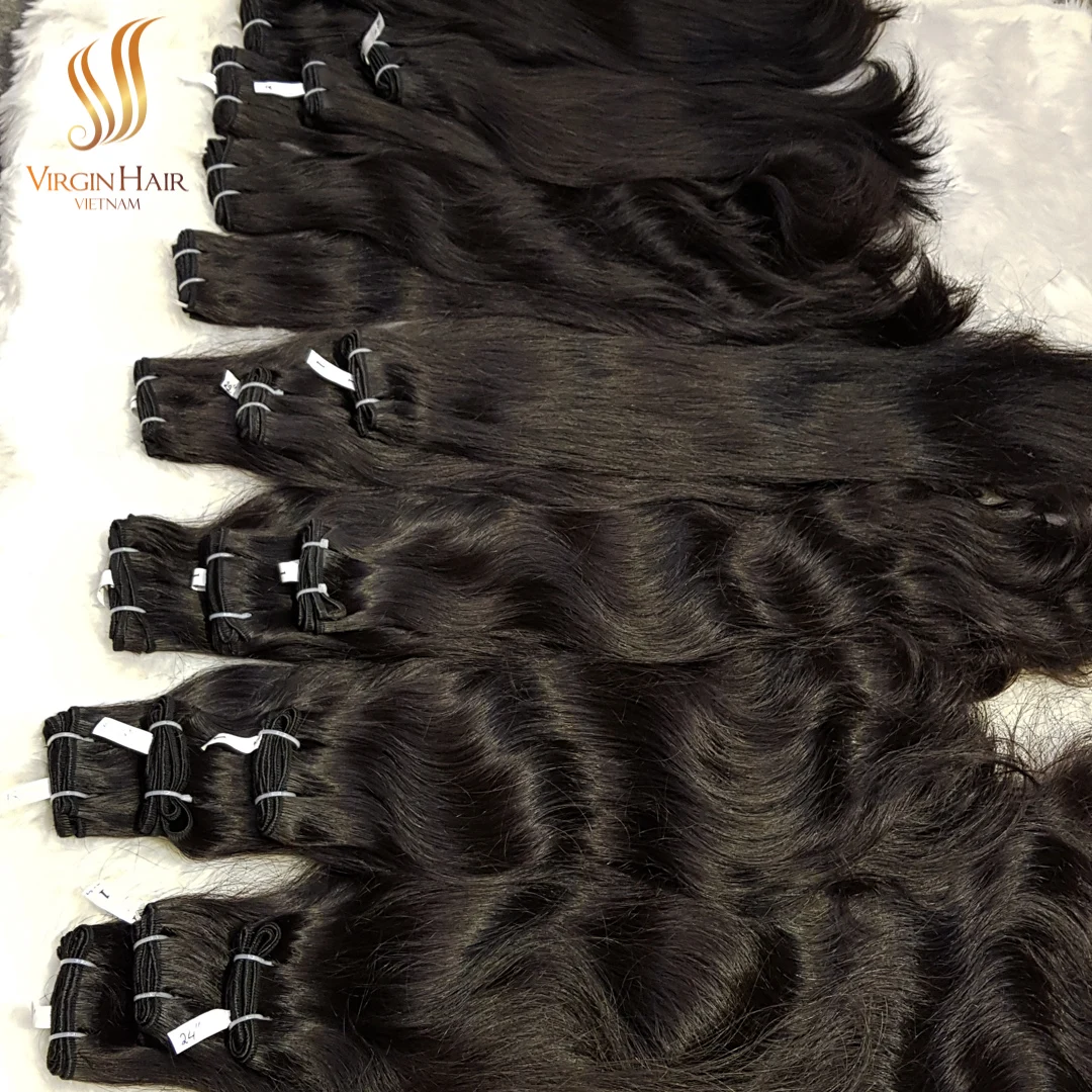 Wholesale Cuticle Aligned Raw Virgin Hair Human Raw Hair Machine Double Weft Natural Wavy Unprocessed From VIRGIN HAIR VIETNAM
