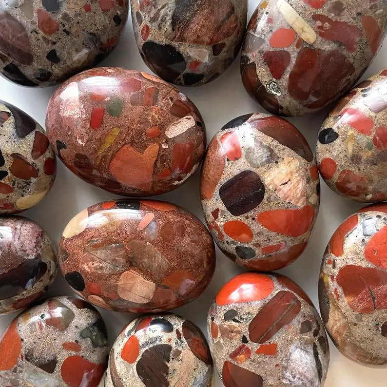 Wholesale Natural Red Jasper Conglomerate Palm Stone\ High Quality Red Jasper Conglomerate Palm Stone At Affordable Price