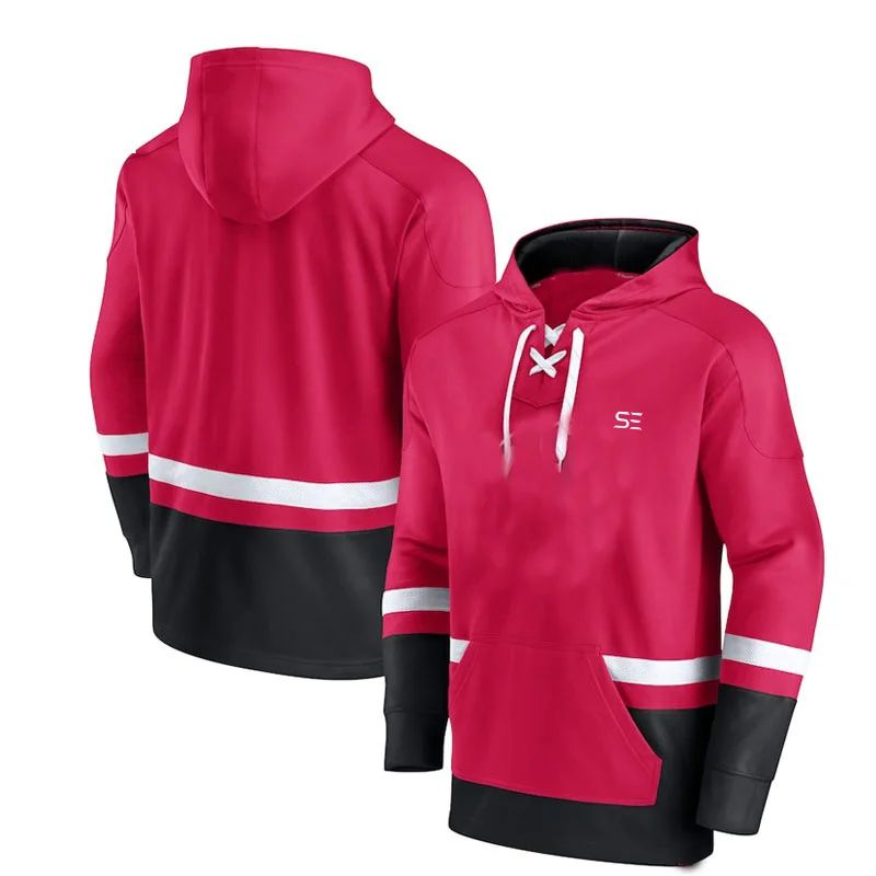 oversized laced collar ice hockey tracksuit training clothes warm up custom ice hockey hoodies 2023