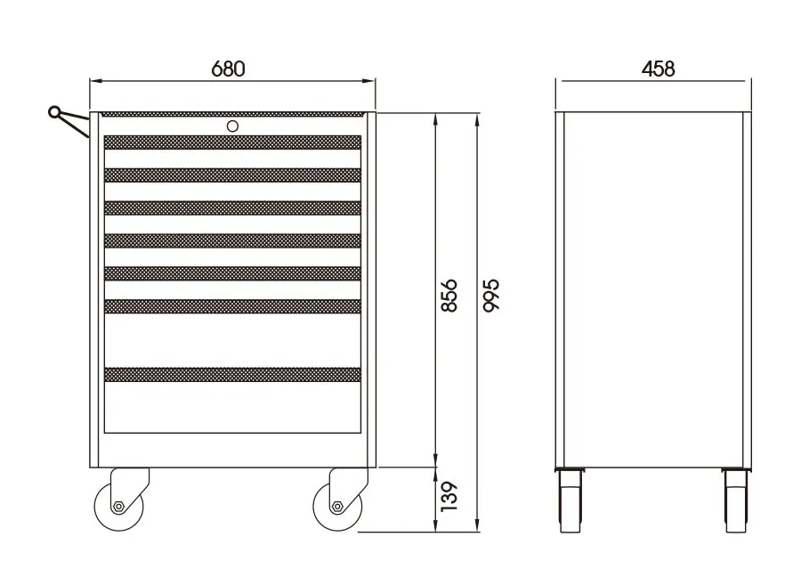 KING TONY7 Drawers Ball Bearing Type Metal Rolling Tool Cabinet Trolley 87A34-7BA