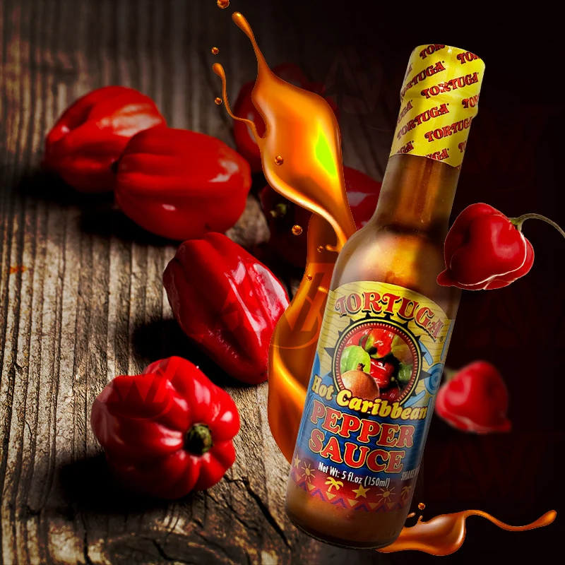 
TORTUGA Caribbean Spicy Pepper Hot Sauce 5 oz Meat Seafood Eggs Vegetable Pasta Pizza Sauce The Perfect Premium Gourmet Gift 