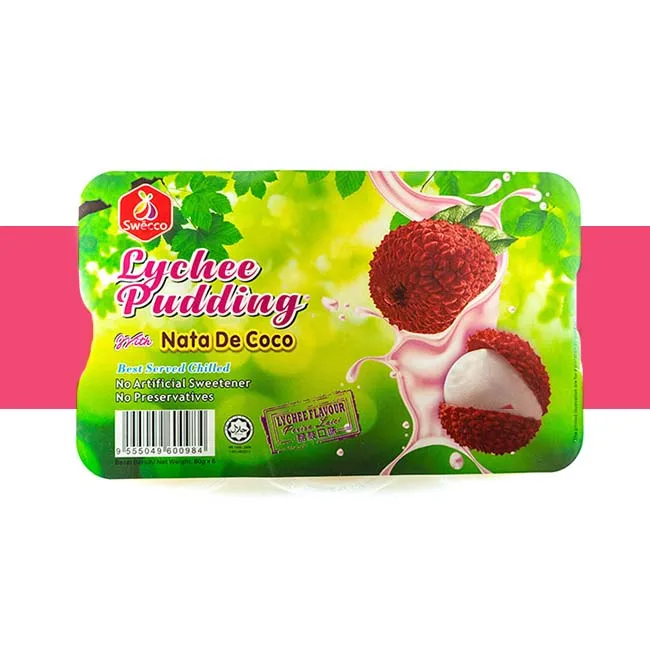 Готовый к употреблению пудинг со вкусом тропического фрукта личи и свежеочищенной личи [80 г x 6 чашек] поставляется в 4 различных ароматизаторах