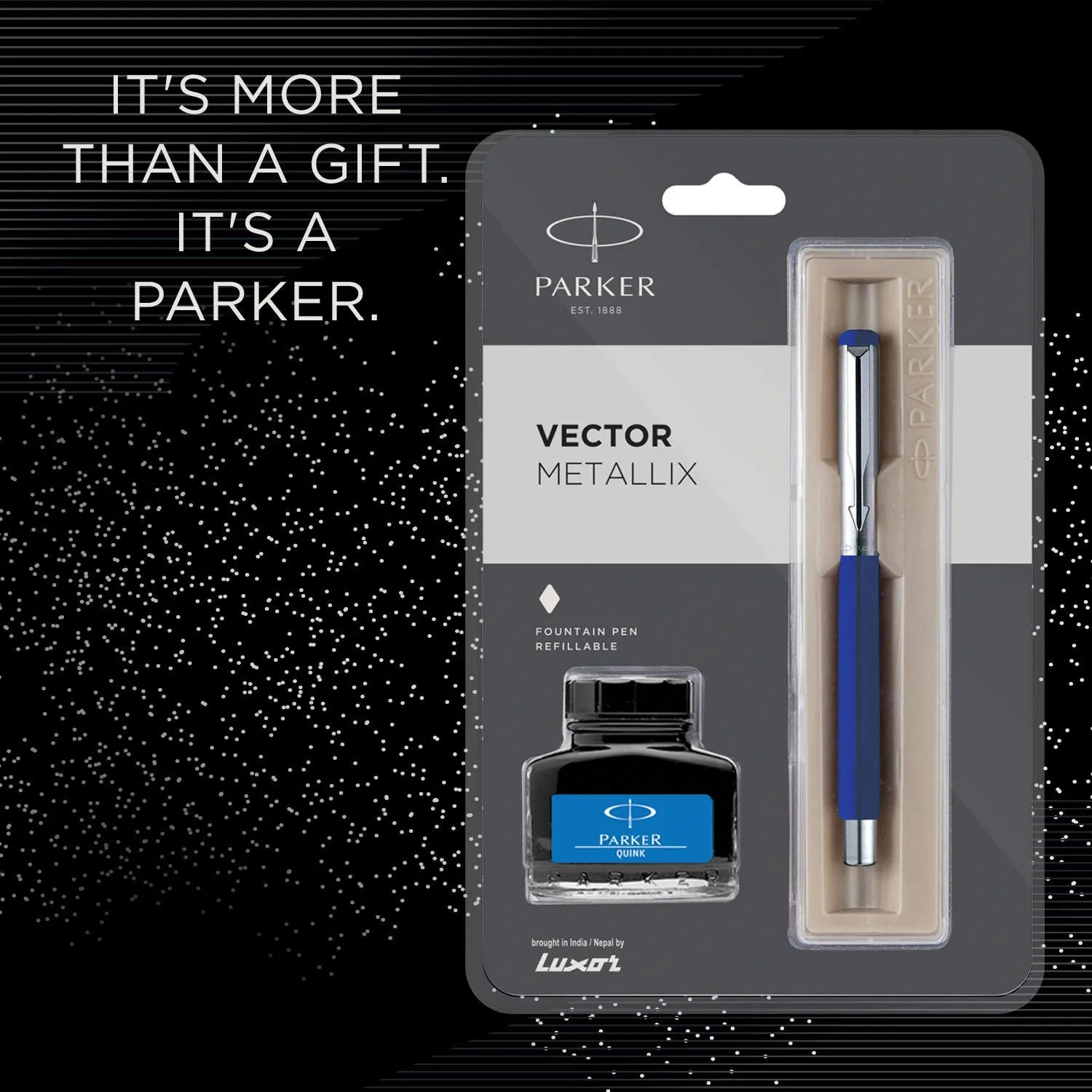 Fountain pens parker vector metallix chrome trim premium parker fountain pens custom logo promotional pens free blue ink bottle