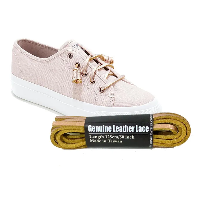 Free samples 100% Cowhide Leather Rawhide Metallic Square Leather shoelaces