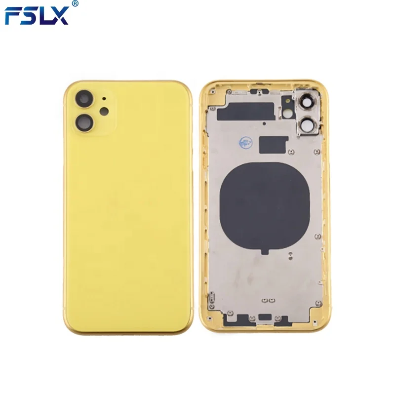 For iphone 11 New Back Middle Frame Chassis Full Housing Assembly Battery Cover Yellow Color Phone Replacement Parts for Repair