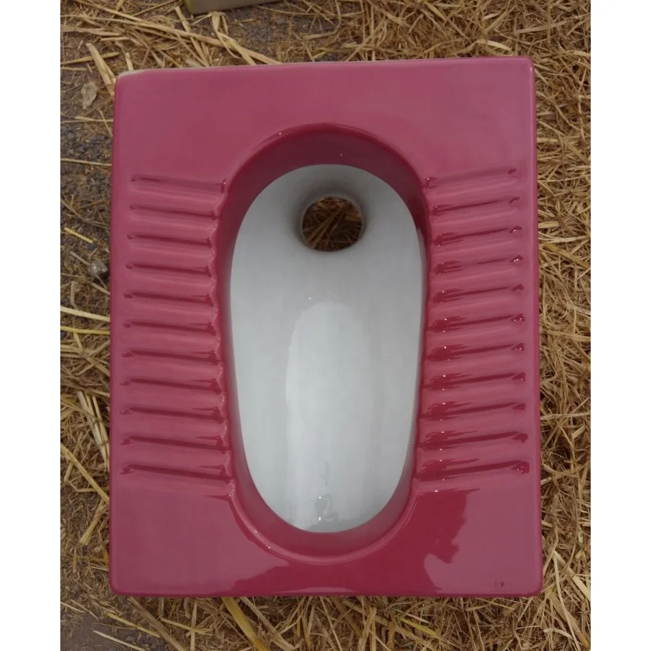 
Magenta and White Double Color Ceramic Sanitary Wares Products Eastern Orissa Squatting Pan Toilet WC Indian Factory Vistaar 