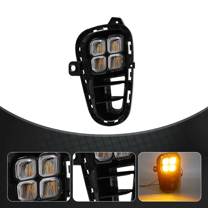 DRL Daytime Running Lights Front Bumper Car LED Fog Lamps DRL LED Head Lights for KIA RIO 2018 2019 2020 With Yellow Light