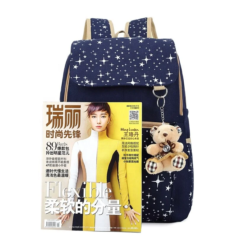 3 Pieces set mochila escolar children Cute cartoon Student bag Star Printing Cute boys kids bagpack school bag set for girl