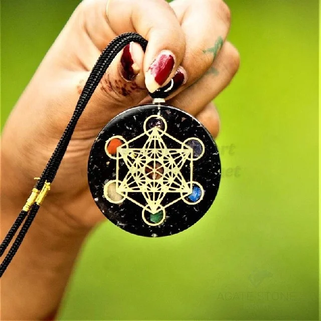 Black Tourmaline Orgonite Pendant | Orgonite Necklace EMF Protection | Pendants Gemstone Agate Protection Crystal IN;7903232