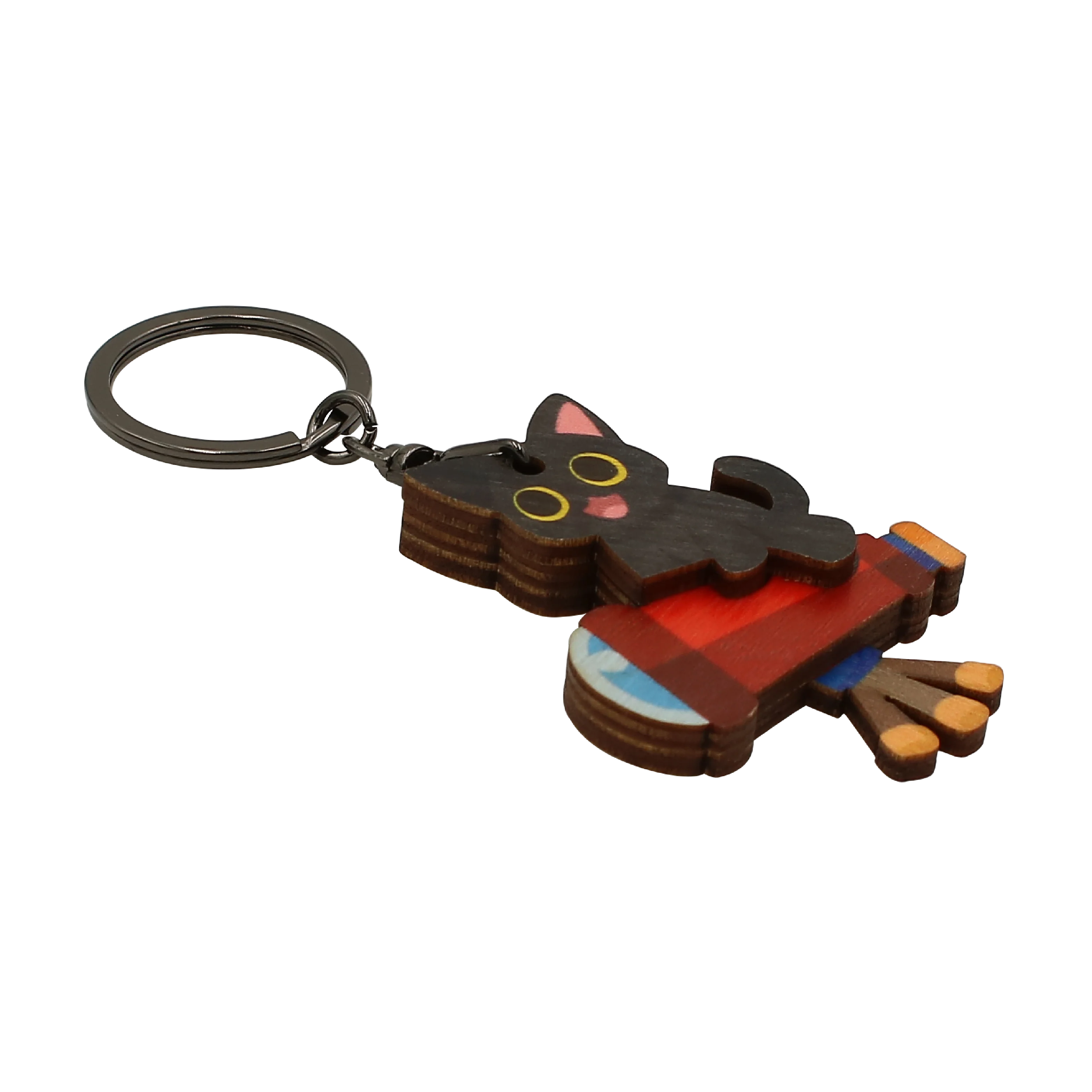 Cute Cat Kitten Telescope Wood Keychain Souvenirs