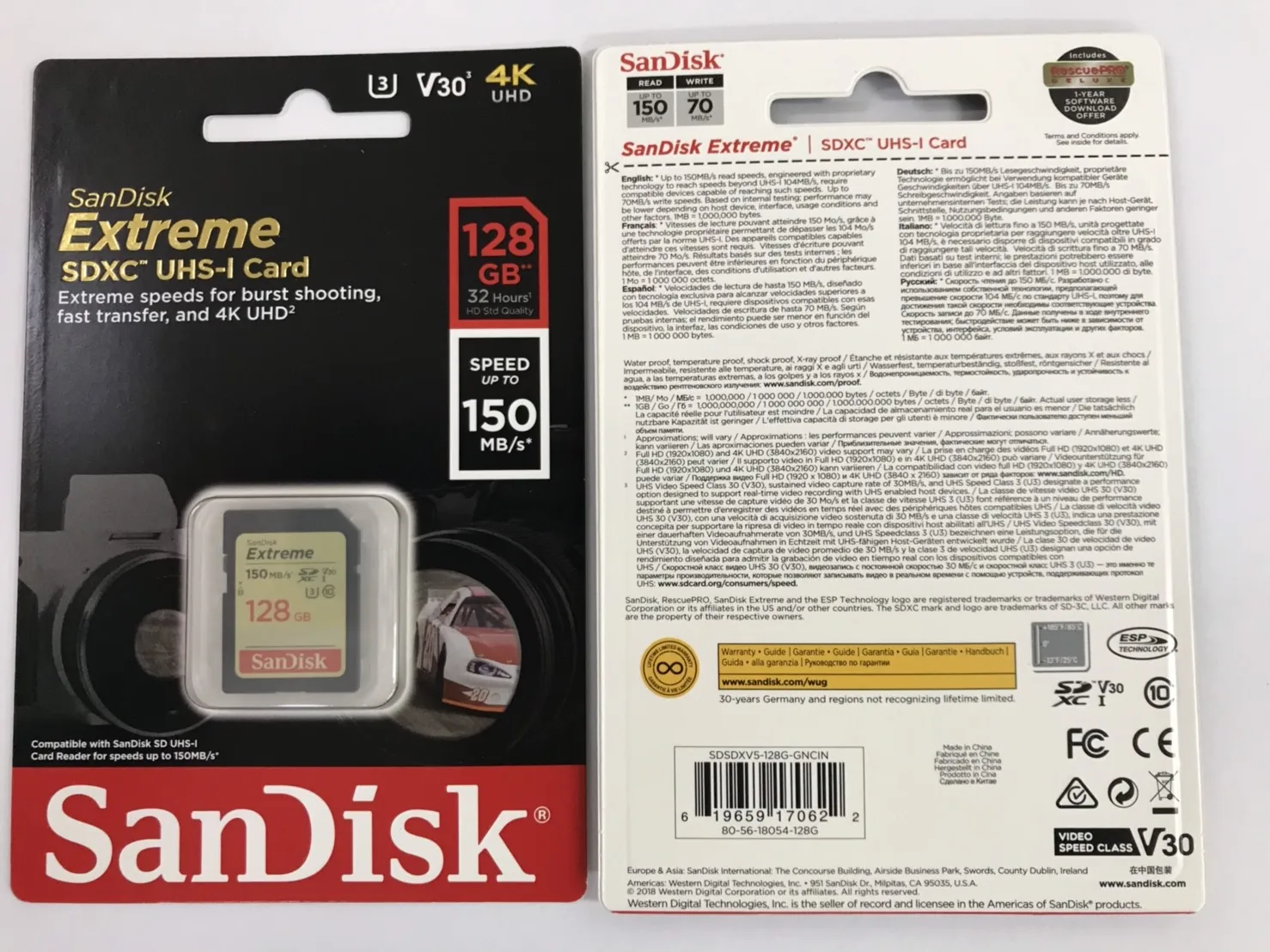 SD Memory Card U3 V30 128GB