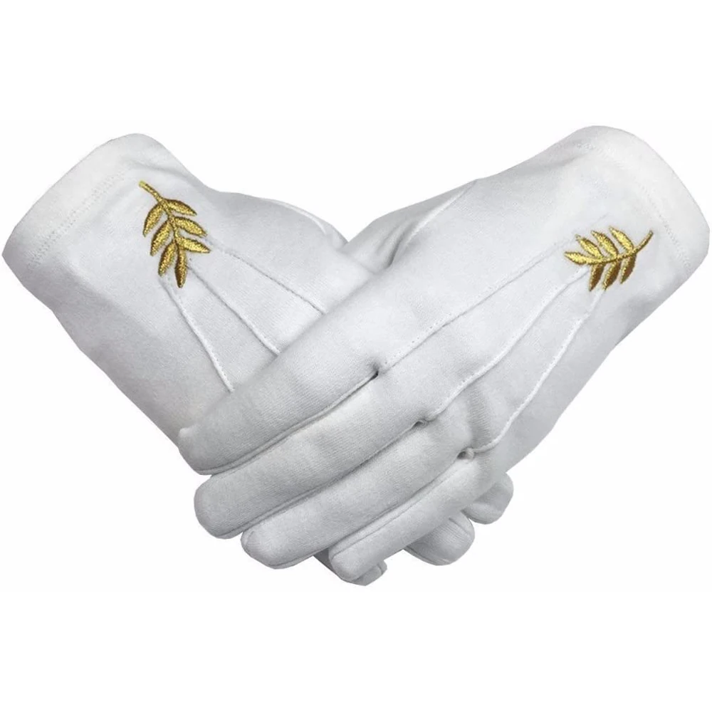 Хлопковые перчатки 33rd Degree Patriarchal Cross Masonic с вышивкой