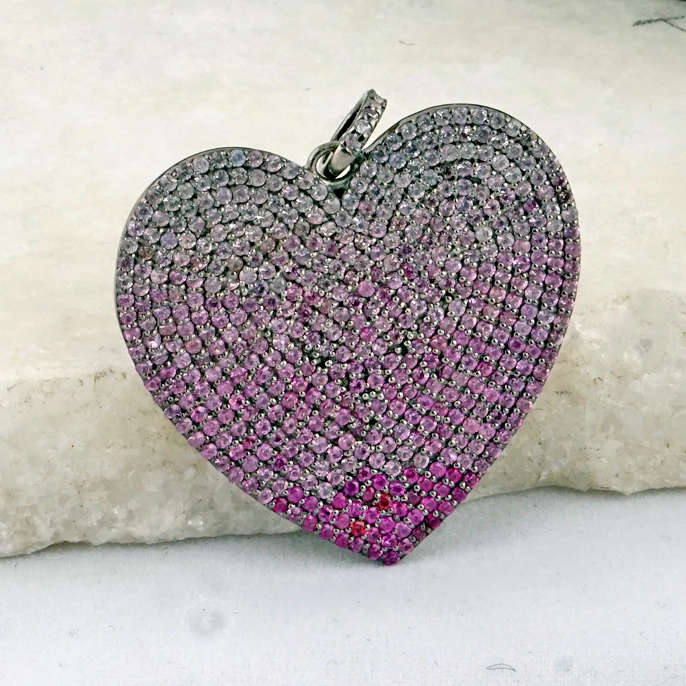 Heart Shaped Pink Sapphire Pendant 925 Silver Gemstone Elegant Jewelry For Ladies