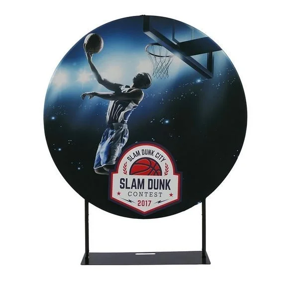 Aluminum Frame Tension Fabric 7ft Standard Display Circle Backdrop Custom Graphic For Advertising Display