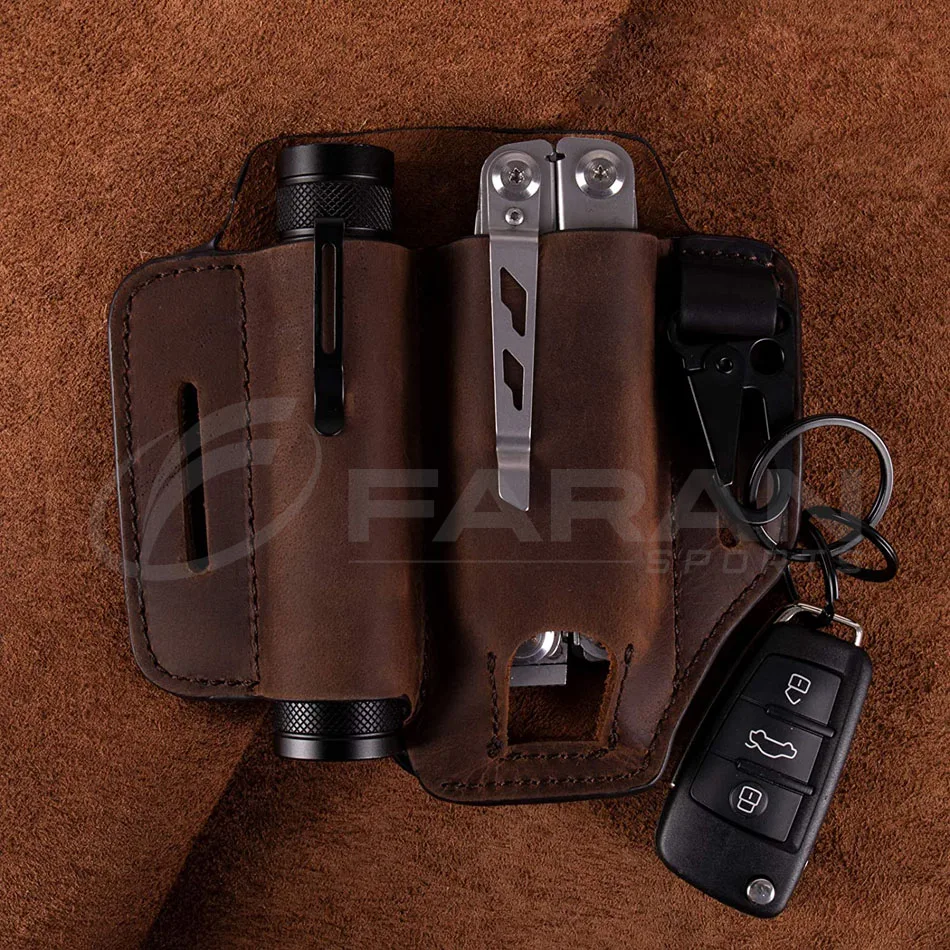 Hot Sale Multi Tool Bag Made In Genuine Leather Best Quality Leather EDC Belt Loop Waist Multitool Sheath