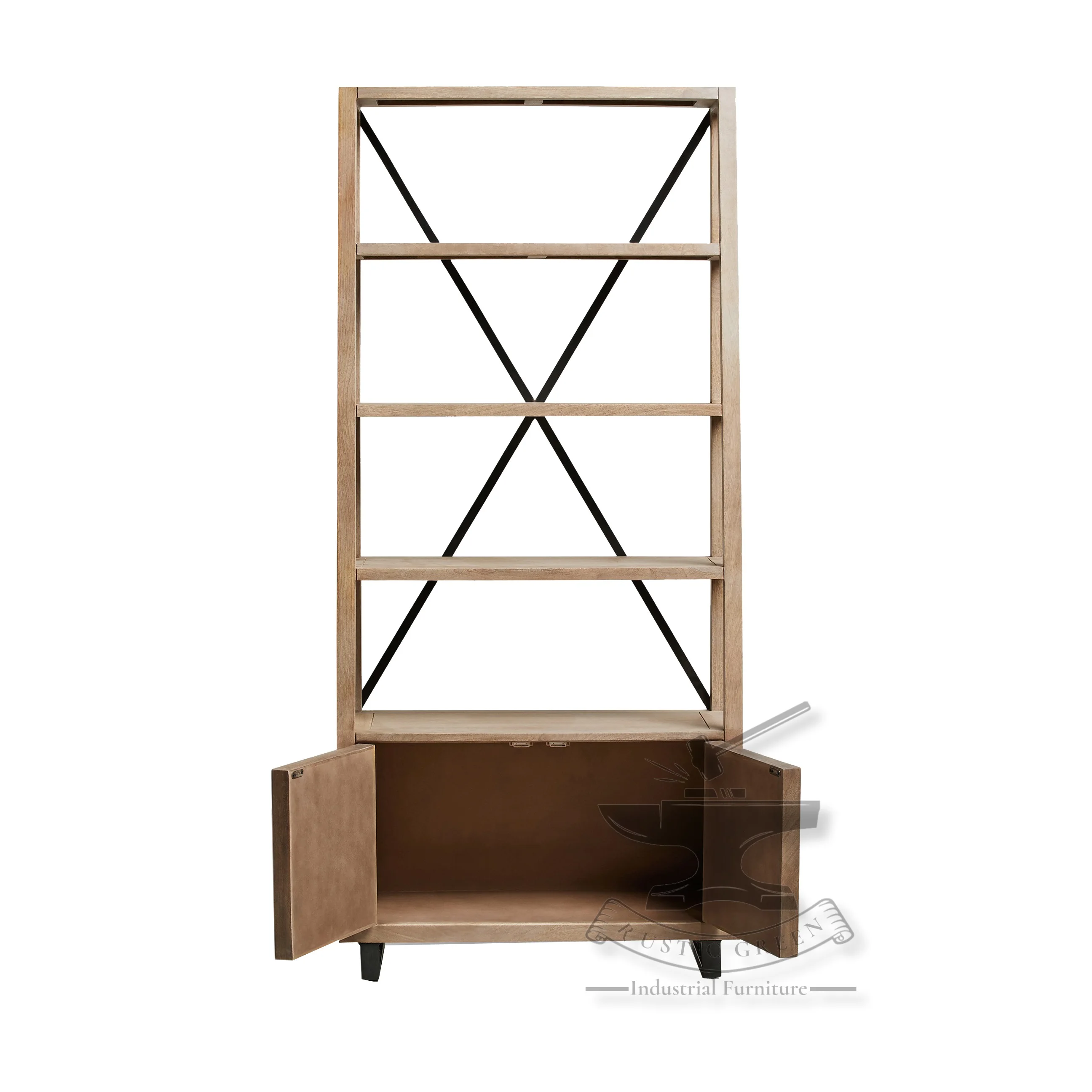 Walnut Finish Book Shelf With Storage Cabinet