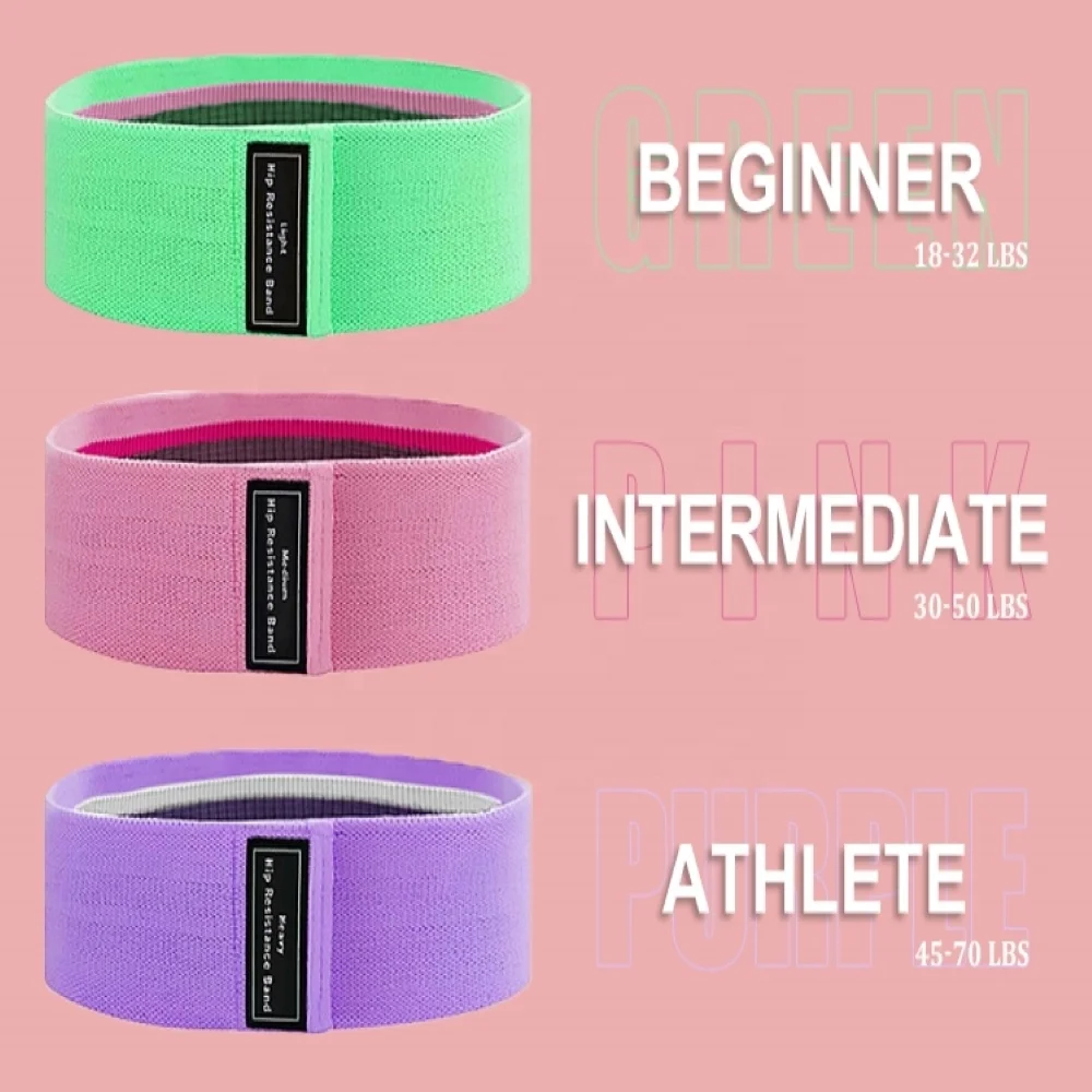 Wholesale Custom Logo 3 Levels Set Non Slip Fabric Yoga Resistance Bands for Legs and Butt