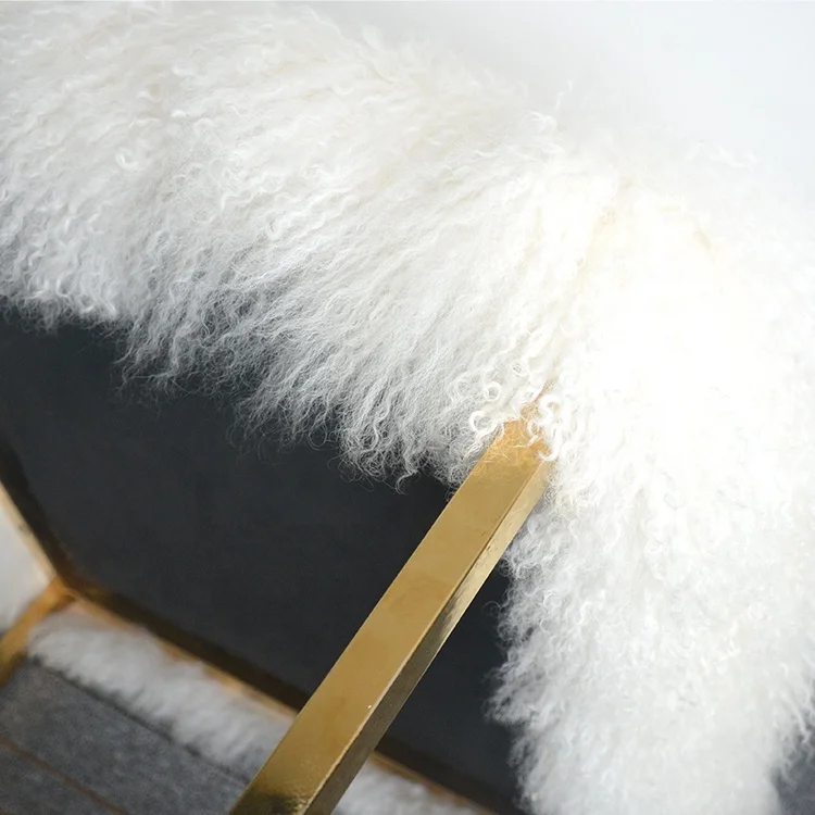 Comfortable Home Design Leisure Fluffy Cosy White Lamb Fur Luxury Sheepskin Chair