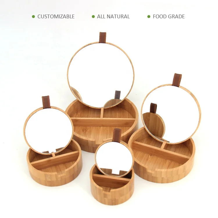 
Cosmetic Makeup Storage Box Makeup Set Box with Mirror Smart Bamboo Boxes Makeup 