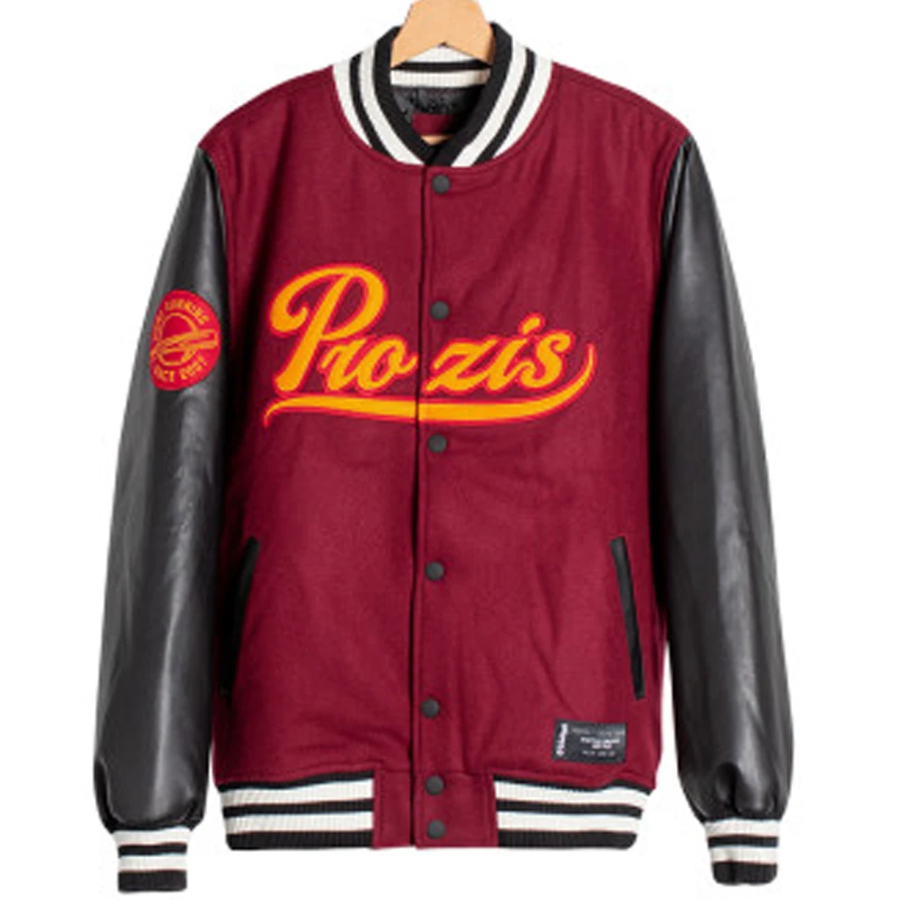 Пользовательский бейсбол letterman КУРТКА Бомбер куртка Вышивка нашивки кожаные рукава Шерсть тело согласно требованию заказчика.