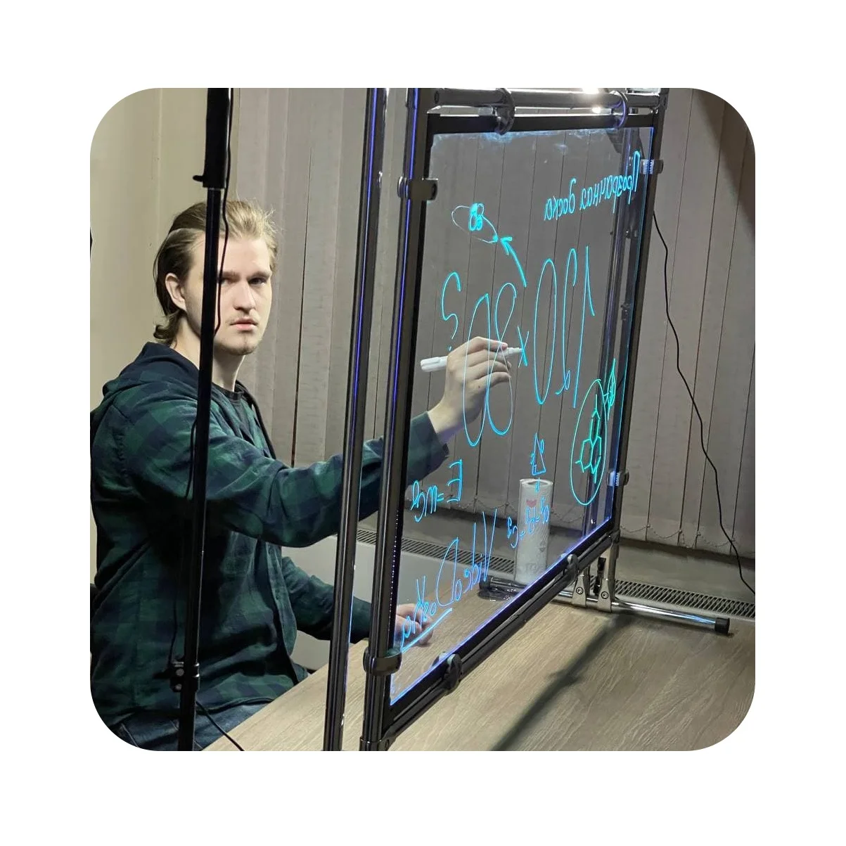 School/Office/Commercial White Board, Desk Stand Type, Suitable for Kids & Adults, Easy to Clean, Online Video & Offline Use