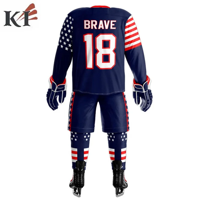 Wholesale Custom Sublimation Ice Hockey Jersey Best Quality Stitched Custom Team Logo Professional Ice Hockey Uniform USA 2023