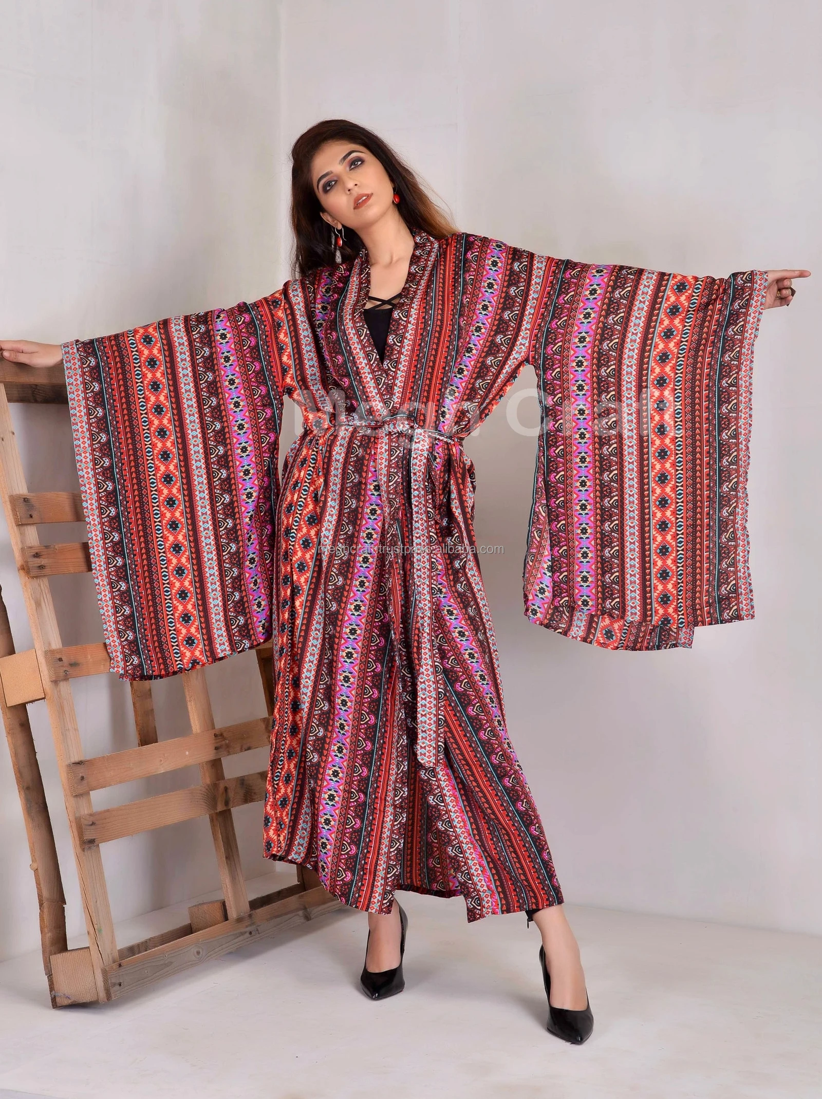Summer Wear Kimono - Floral Silk Bohemian kimono robe- Bikini Cover Up - Beach Wear Kimono - Japanese Style- kaftan style robe