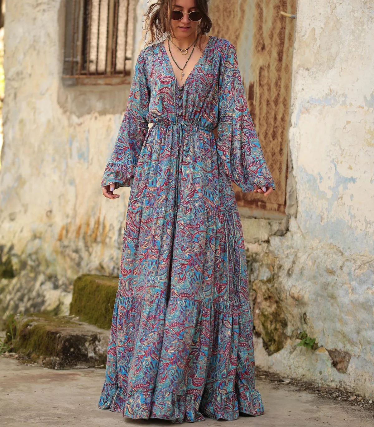 Bohemian Women Wear Casual Indian Silk Long Dress