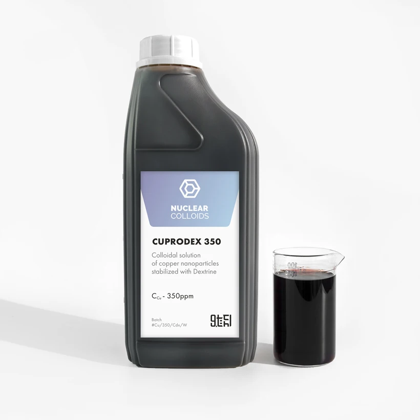 Fungicidal Copper Nanoparticles Solution Cuprodex 350, Chemical Raw for Medicine/Cosmetics/Pharma Industry Usage