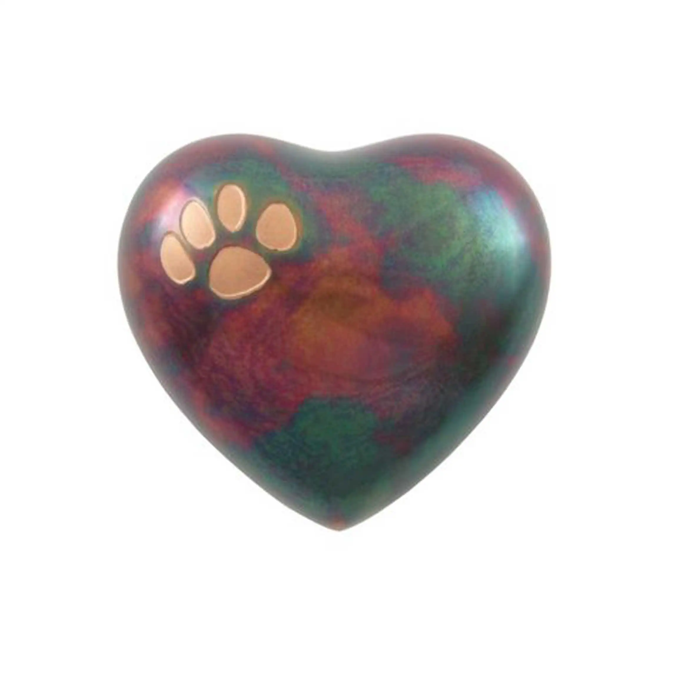 Green & Red Paw Heart Shape keepsake Hot Selling Cremation Urns For Human Ashes Funeral Supplies Metal Cremation Urn Premium urn