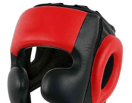 
Covered Boxing Helmet Muay Thai PU Leather Training Sparring Boxing 