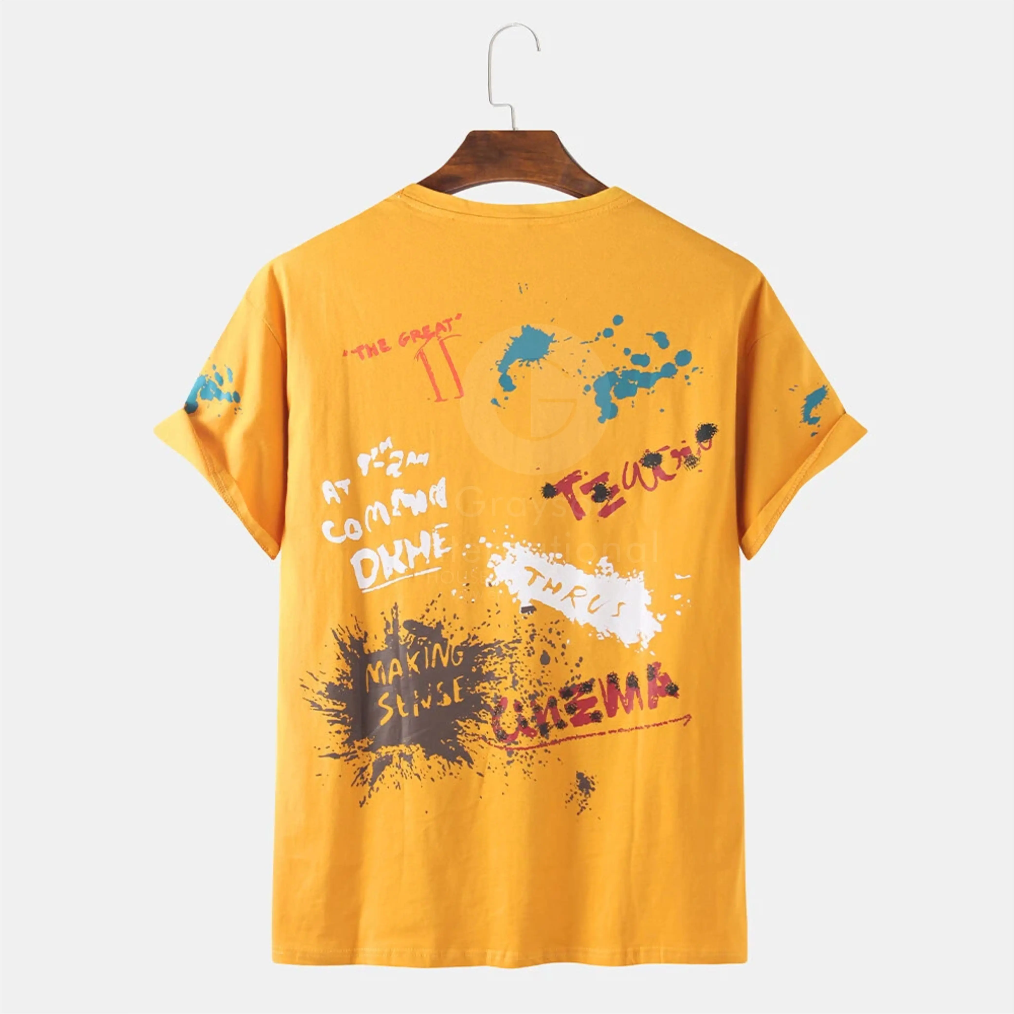  Новый дизайн моющаяся удобная мужская уличная одежда T Shi из 100% хлопка с круглым вырезом для спортзала простой Grayson international