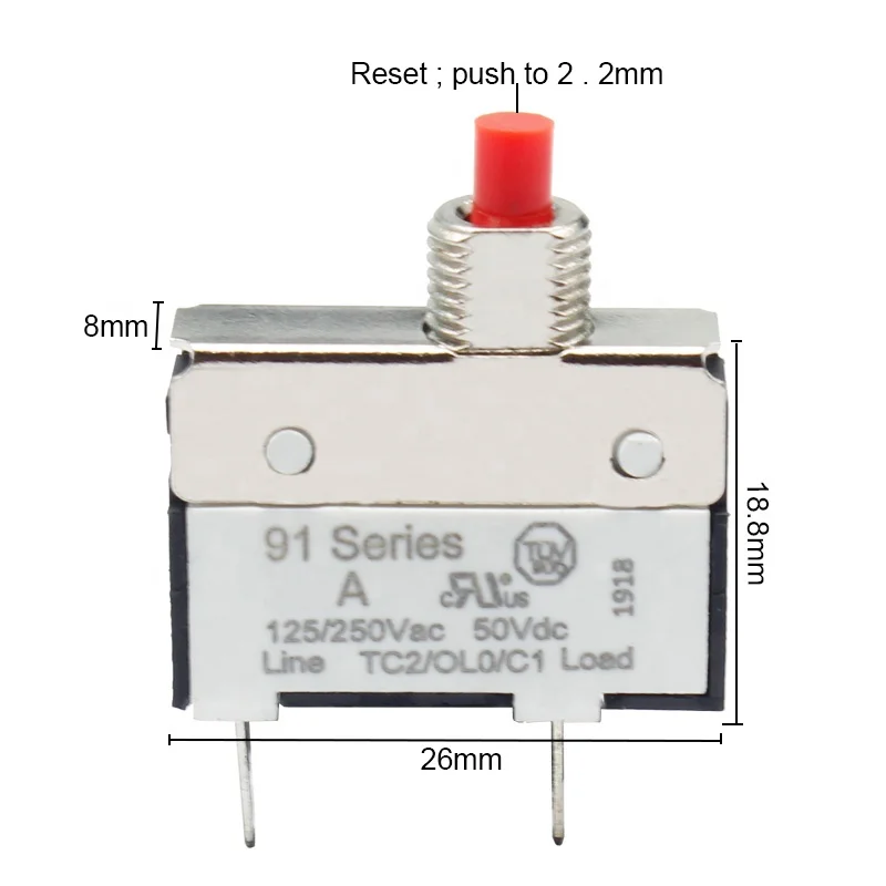 Kuoyuh 91 series 0.5 A dyson spare parts   metal nut reset switch electronic circuit breaker