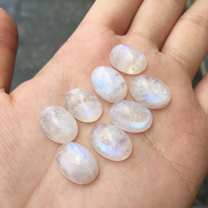 Natural  rainbow moonstone plain oval certified loose gemstones