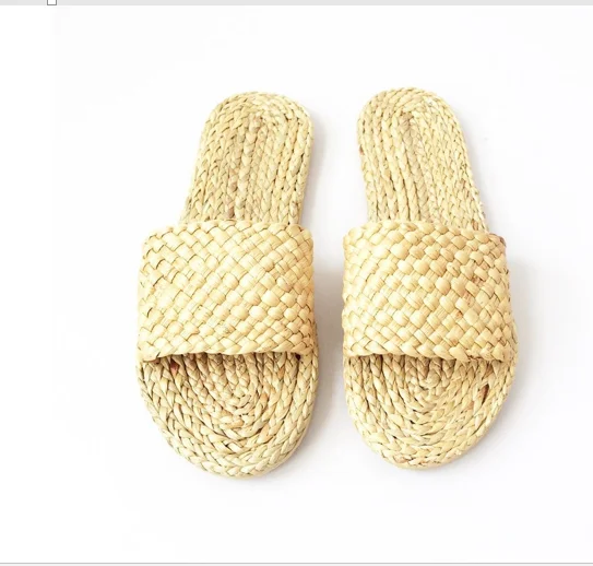 Плетеные Тапочки ручной работы натуральные тапки с Гиацинтом женские сандалии вьетнамское ремесло