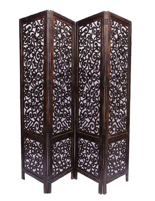 Handcrafted Handmade Wooden Room Divider Partition Screen Panel  4 Panel Partition Wooden Partition Room Dividers for Home