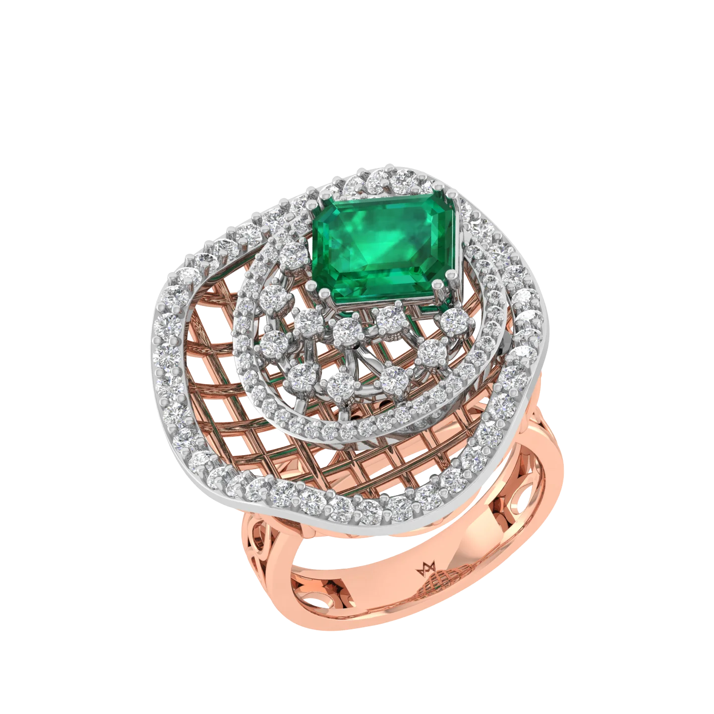 
Уникальный, 14k, покрыто розовым золотом изумруд установлен природные SI-GH бриллиант обручальное кольцо для женщин по оптовым ценам 