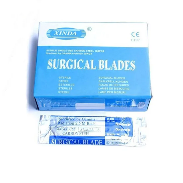 Scalpel Blades of 100 Pieces #21 Knife Disposable Manufacturer High Quality Good Price Surgical Instruments Carbon Steel Custom