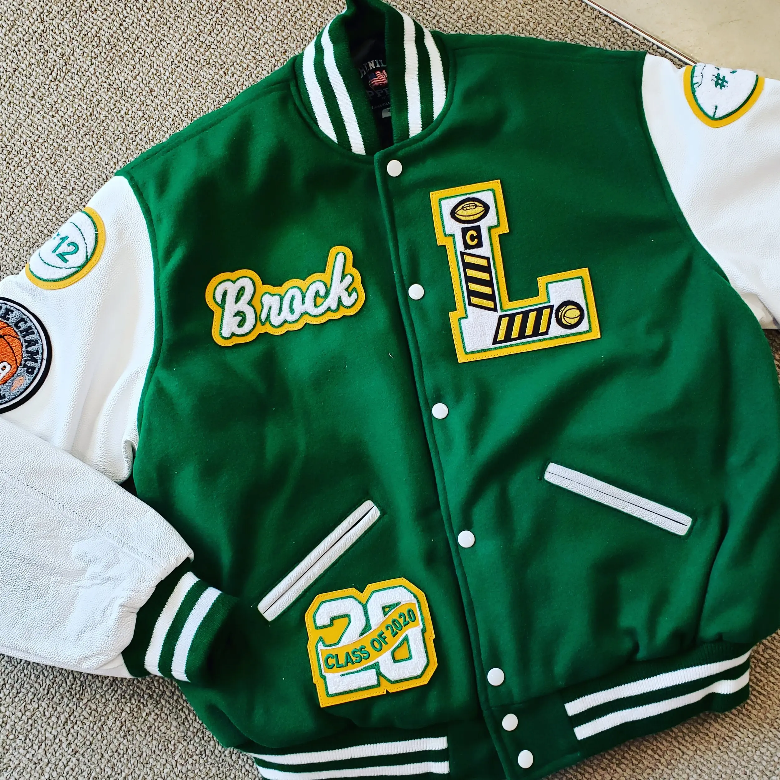 Premium Baseball School College Bomber Varsity Jacket Purple & Gold Genuine Leather Sleeves Letterman APL-200101