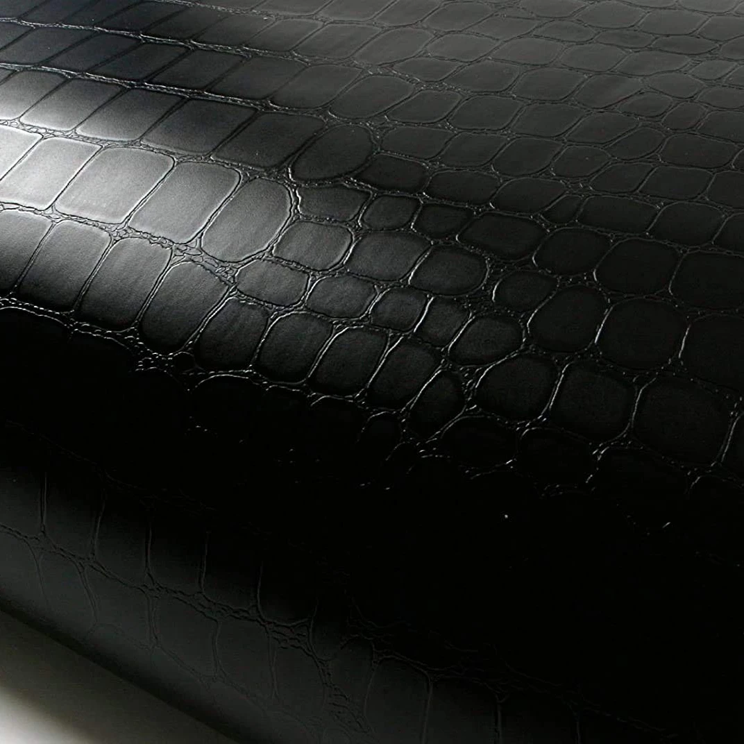 Genuine Leather Cow Skin  Black Color With Lizard plate Effect For Garments/Bags/Tool Box/Covers/Customize
