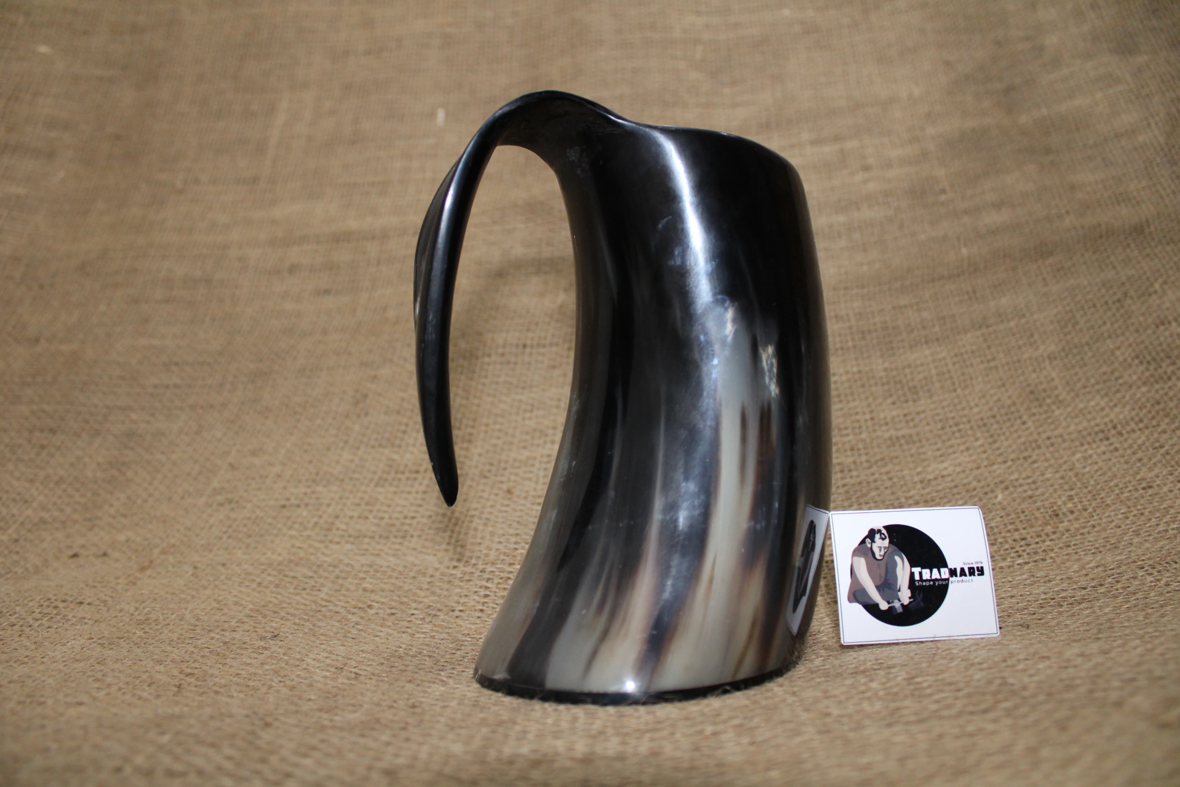 Tradnary Natural Brown & Black Horn Mug for Beer Wine In Horn For Viking Drinking buffalo horn mug