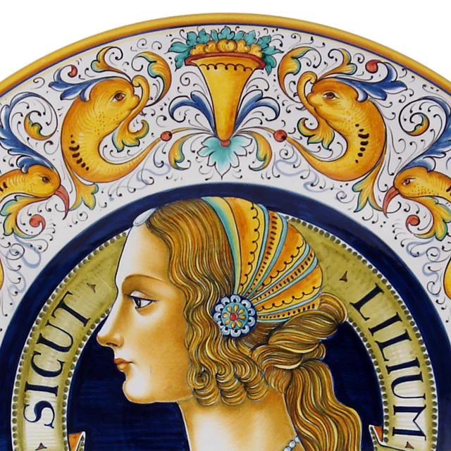 Handmade wall pottery plate woman portrait Italian Renaissance Art Hanging wall decorative ceramic plates