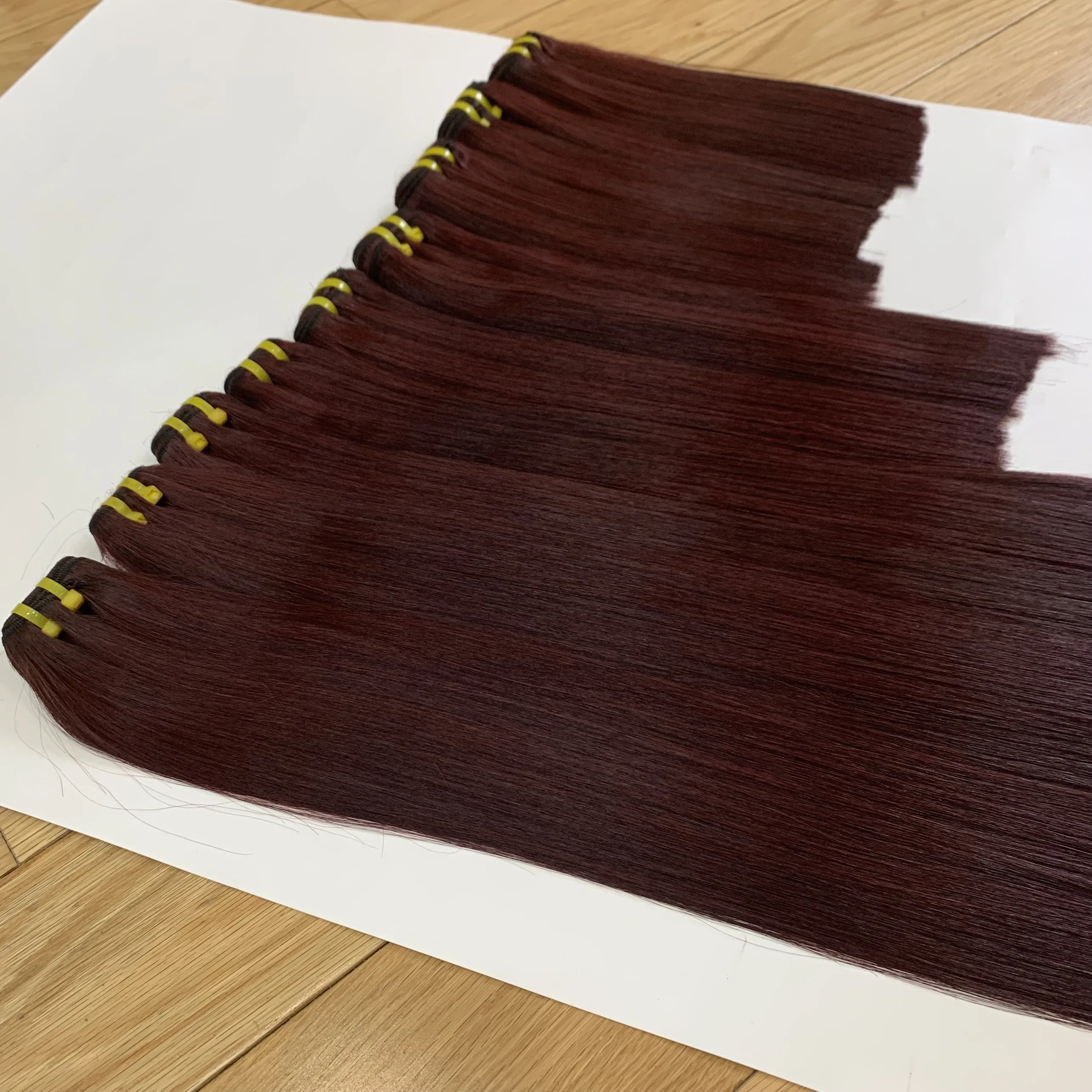 Поставщики волос бесплатный образец пряди с застежкой 100% бразильские волосы лучшее качество прямые remy из Вьетнама