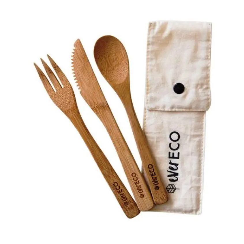 
Amazon Hot Selling 2020 Bamboo Wooden Spoon Fork Knife Flatware Reusable Eco Friendly Vietnam Bamboo Cutlery 