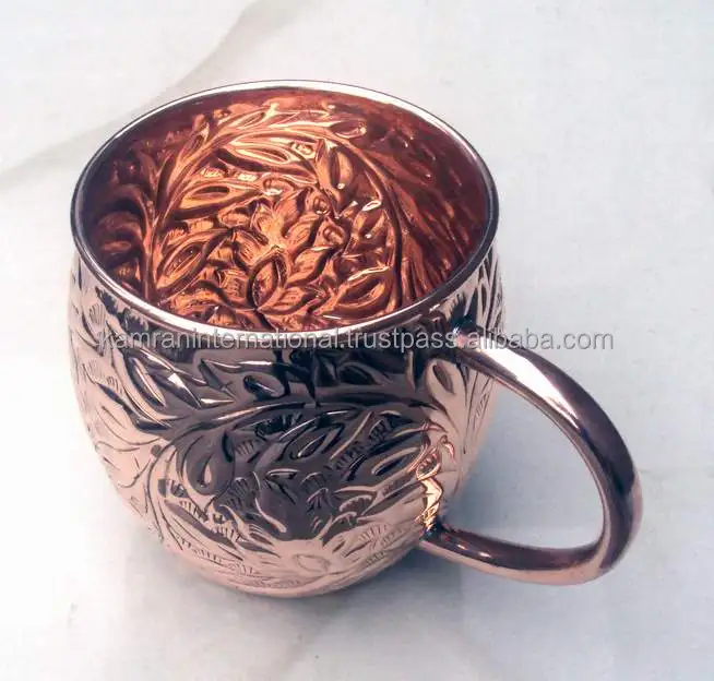 Real Genuine Copper Mugs for Moscow Mules Handcrafted Unlined Solid Cup Mug Set of 2