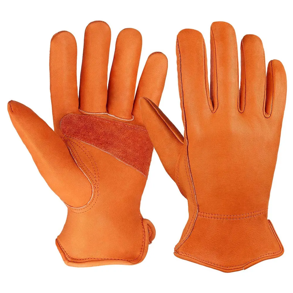 Рабочие перчатки из телячьей кожи с оленем, 100% натуральная кожа