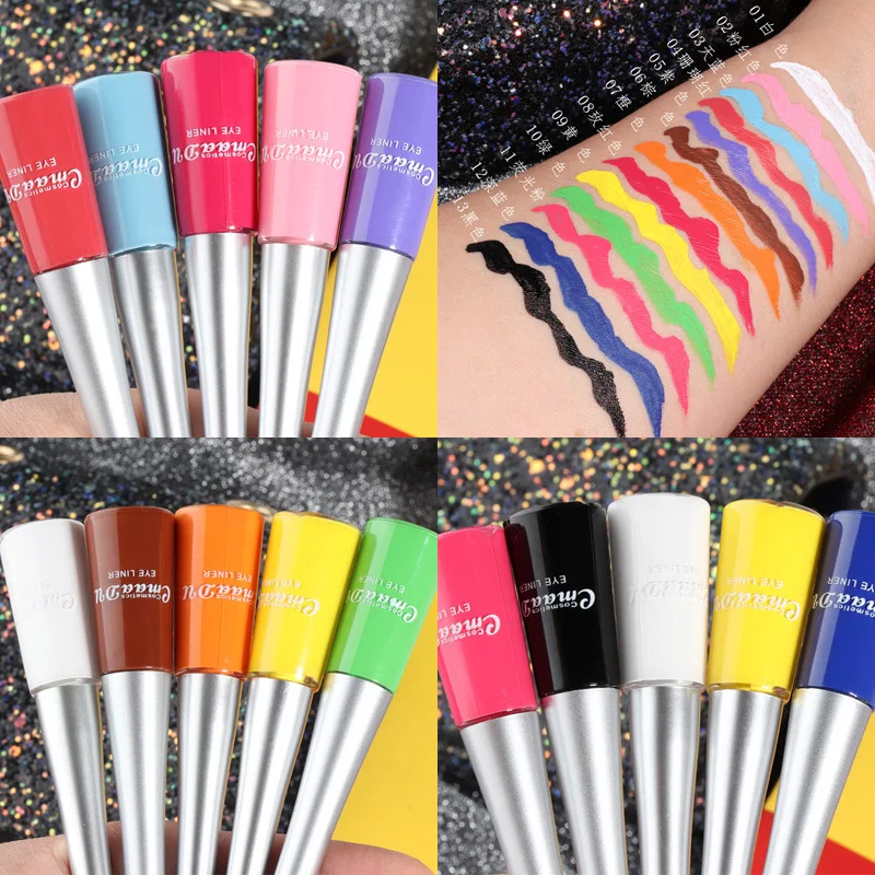Quick dry Black waterproof long-lasting  neon liquid colorful waterproof private label Eyeliner Tube