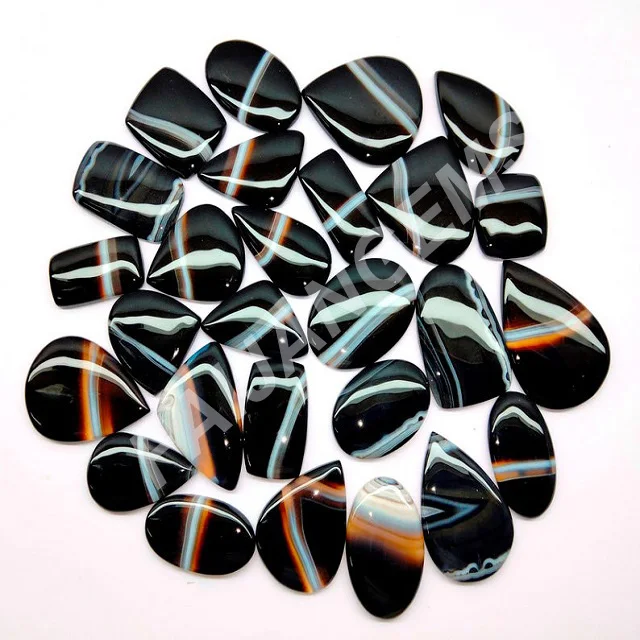 Натуральный оникс черный повязка драгоценный камень свободный кабошон оптовая продажа на проволоку поставка кабошона