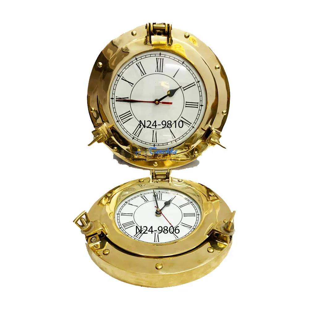 Vintage Navigation Maritime Brass Ship Porthole Clock Window Home Wall Hanging Clock Nautical Ship Home Decorative Gift Clock
